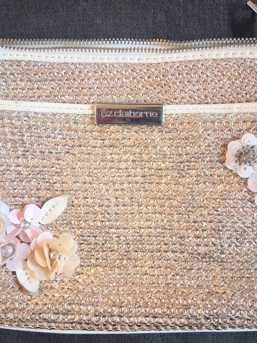 Liz Claiborne Metallic Champagne Floral Shoulder Bag